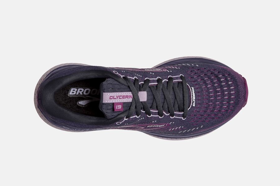 Brooks Glycerin 19 Road Running Shoes Womens - Black/Purple - LIQSF-3275